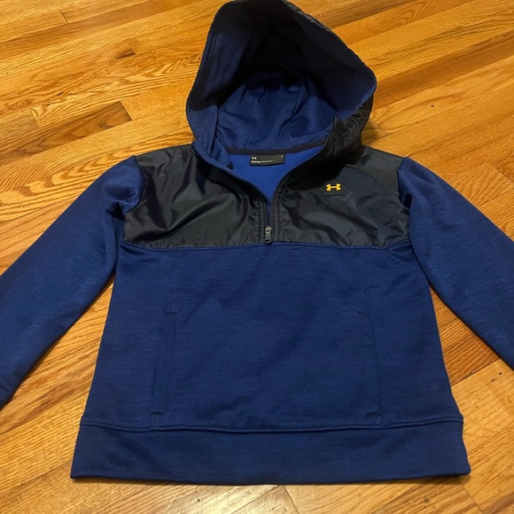 Under Armour Other - Under Armour Blue Hoodie with Color-Blocked Design and Half-Zip